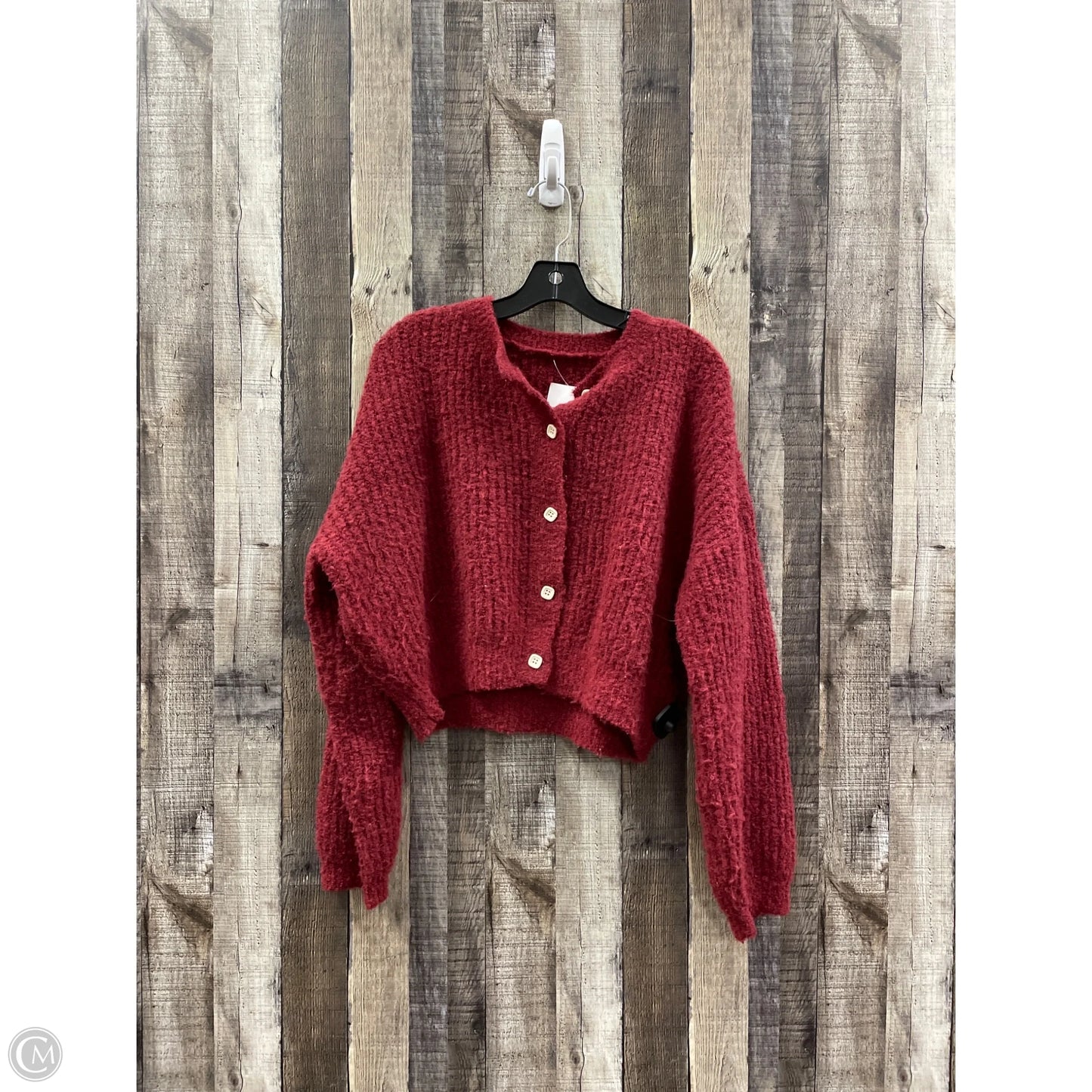 Sweater Cardigan By Cider In Red, Size: M