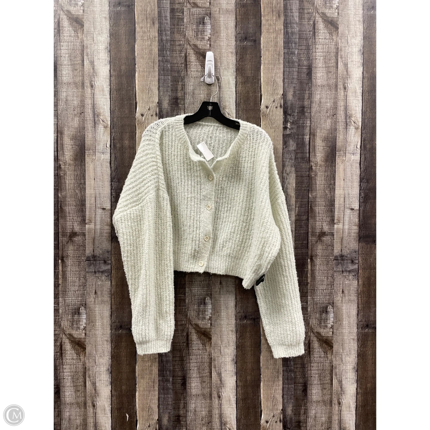 Sweater Cardigan By Cider In Cream, Size: M