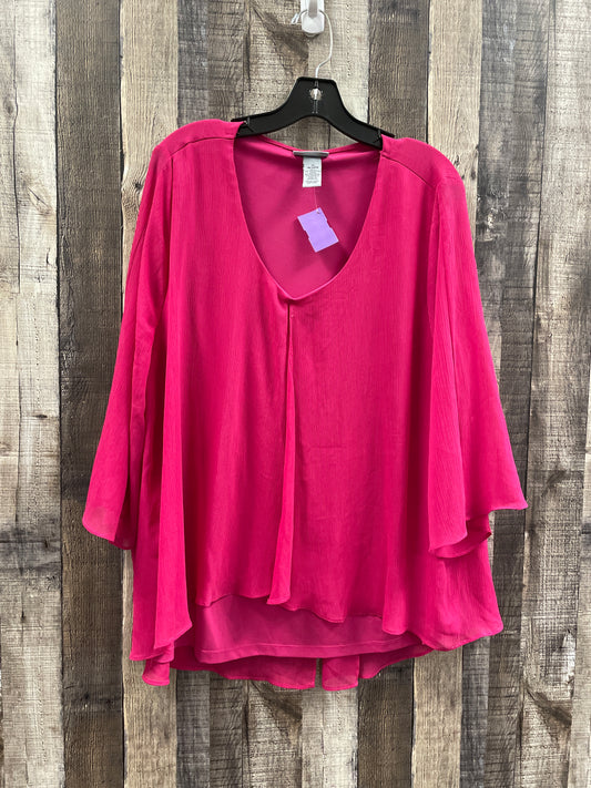 Top 3/4 Sleeve By Catherines In Pink, Size: 1x