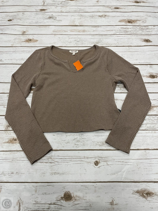 Top Long Sleeve By Moa Moa In Taupe, Size: Xl