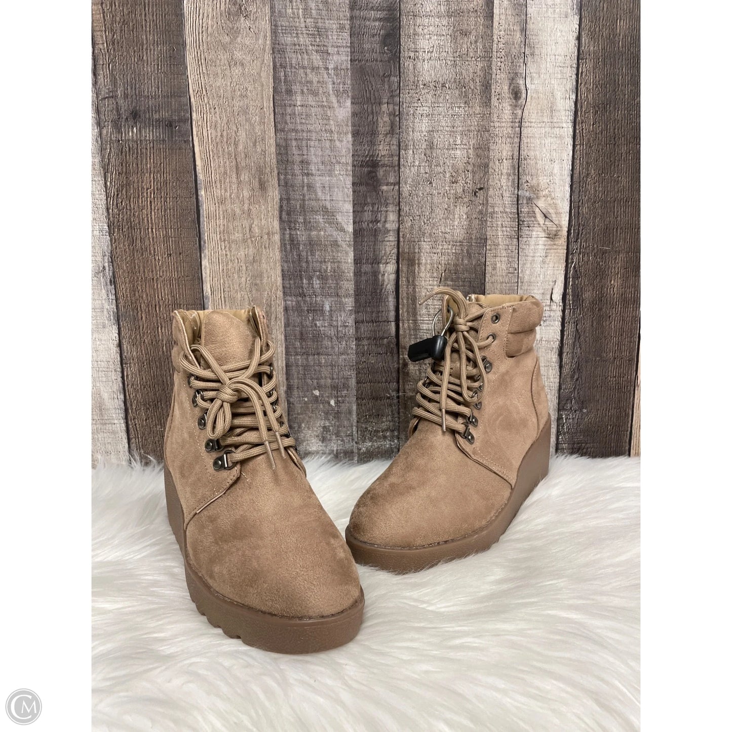 Boots Ankle Heels By Cme In Tan, Size: 9