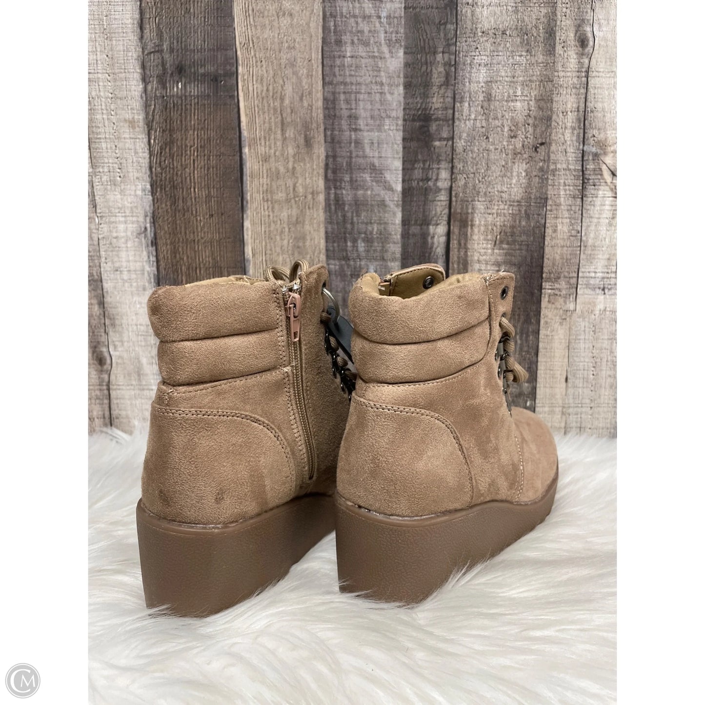 Boots Ankle Heels By Cme In Tan, Size: 9