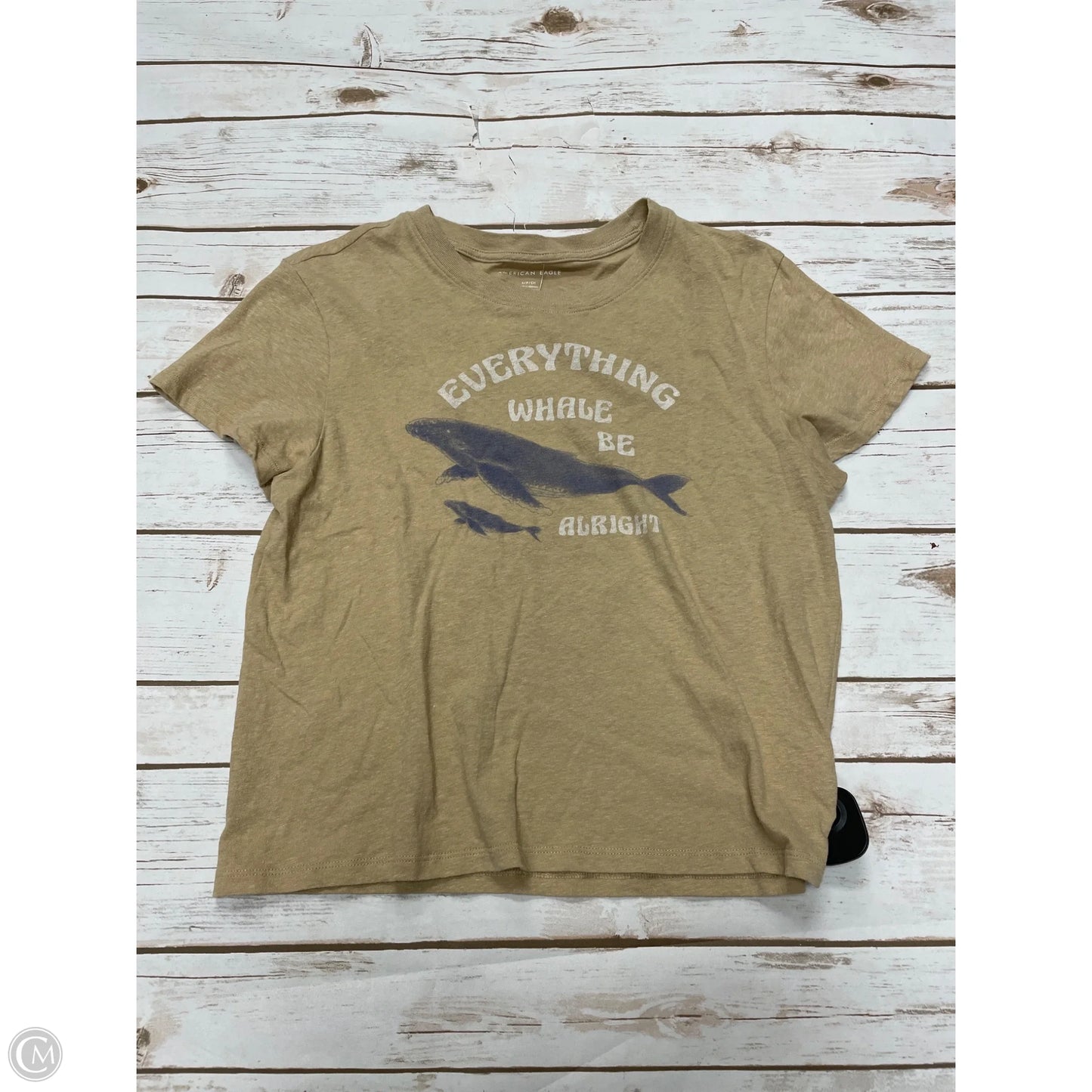 Top Short Sleeve By American Eagle In Beige, Size: S