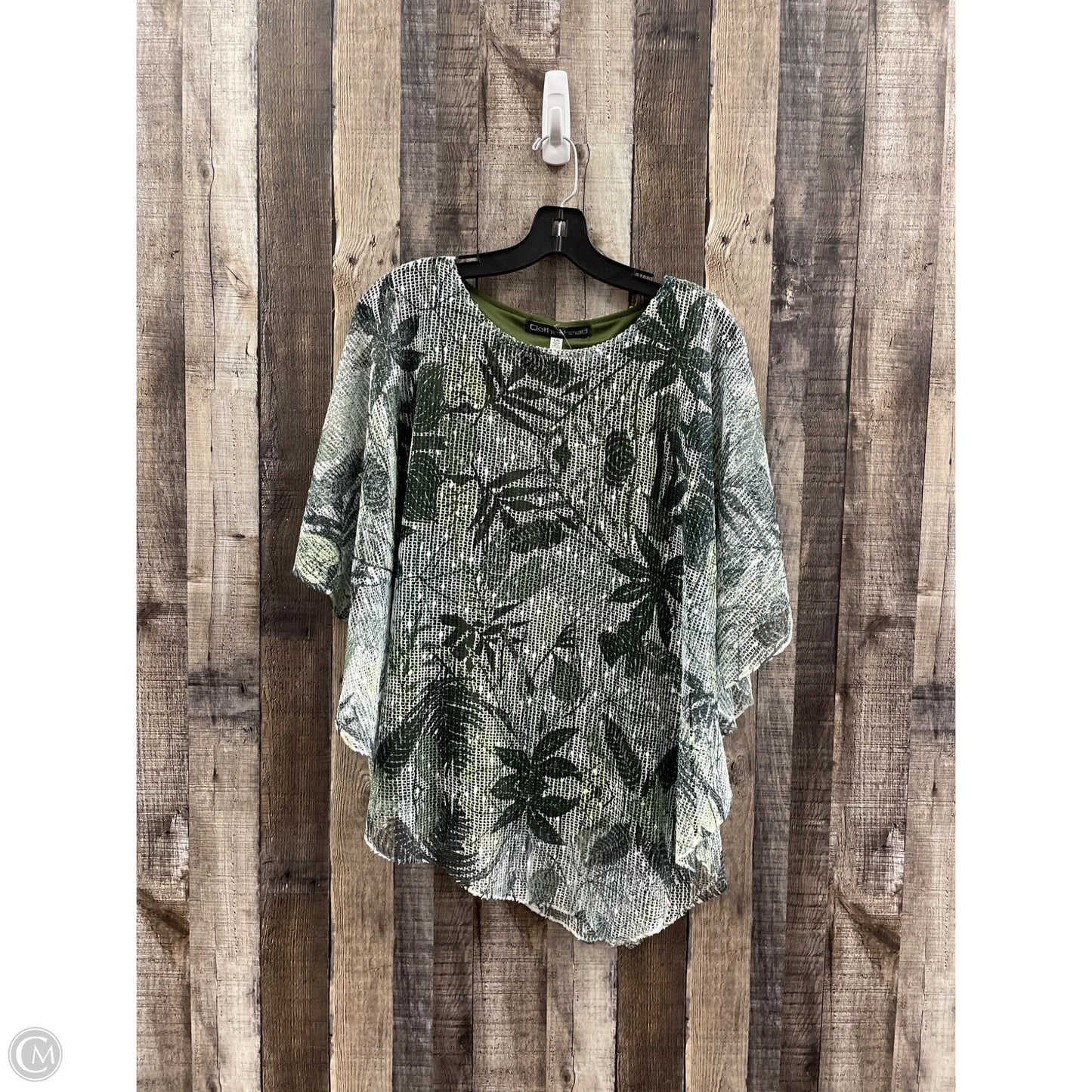 Top Short Sleeve By Cme In Green & White, Size: L