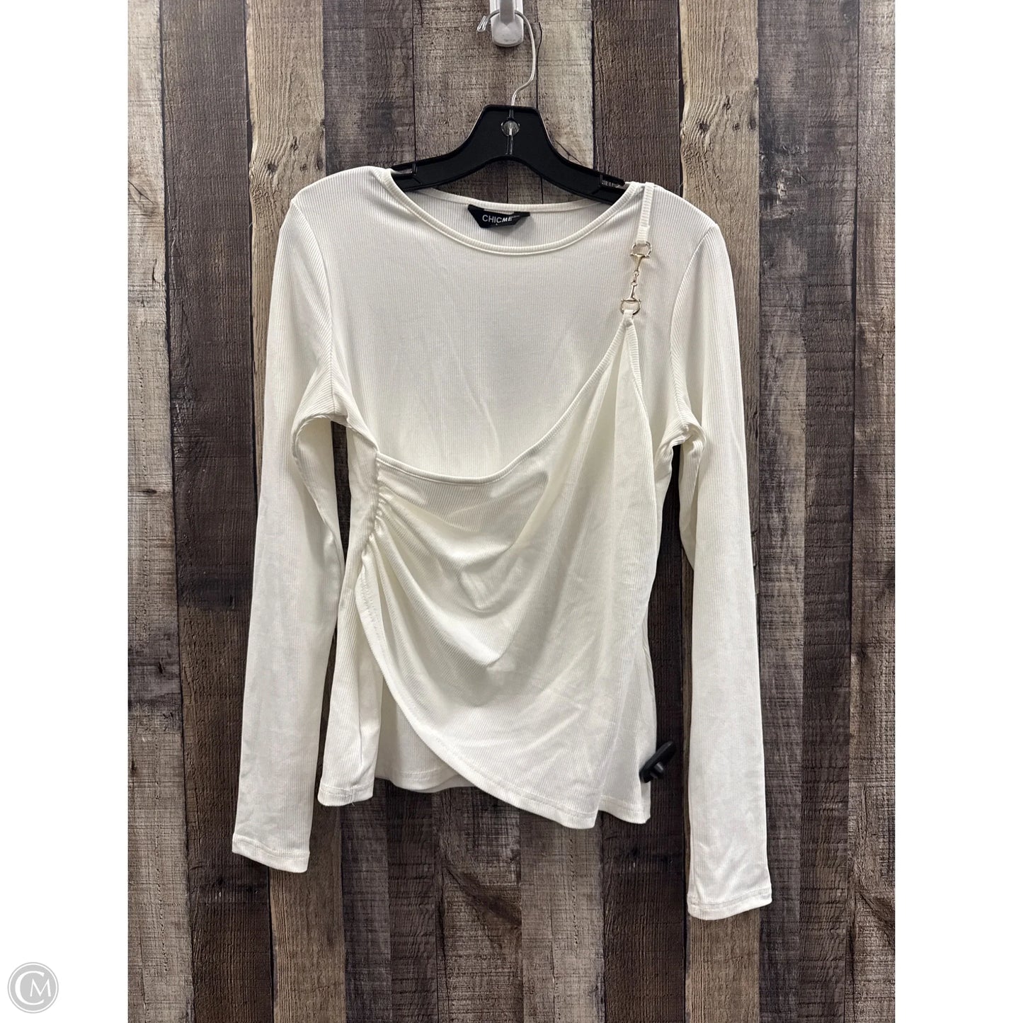 Top Long Sleeve By Cme In White, Size: L