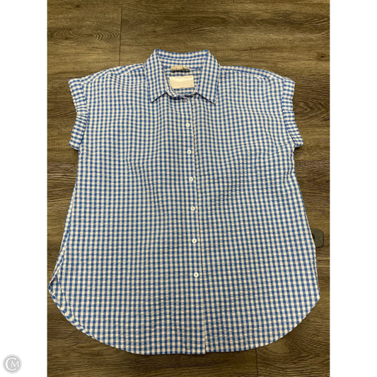 Top Short Sleeve By Loft In Checkered Pattern, Size: M