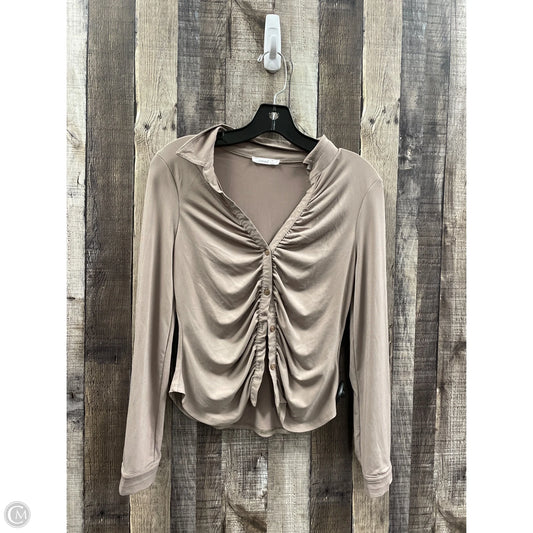 Top Long Sleeve By Timing In Taupe, Size: M