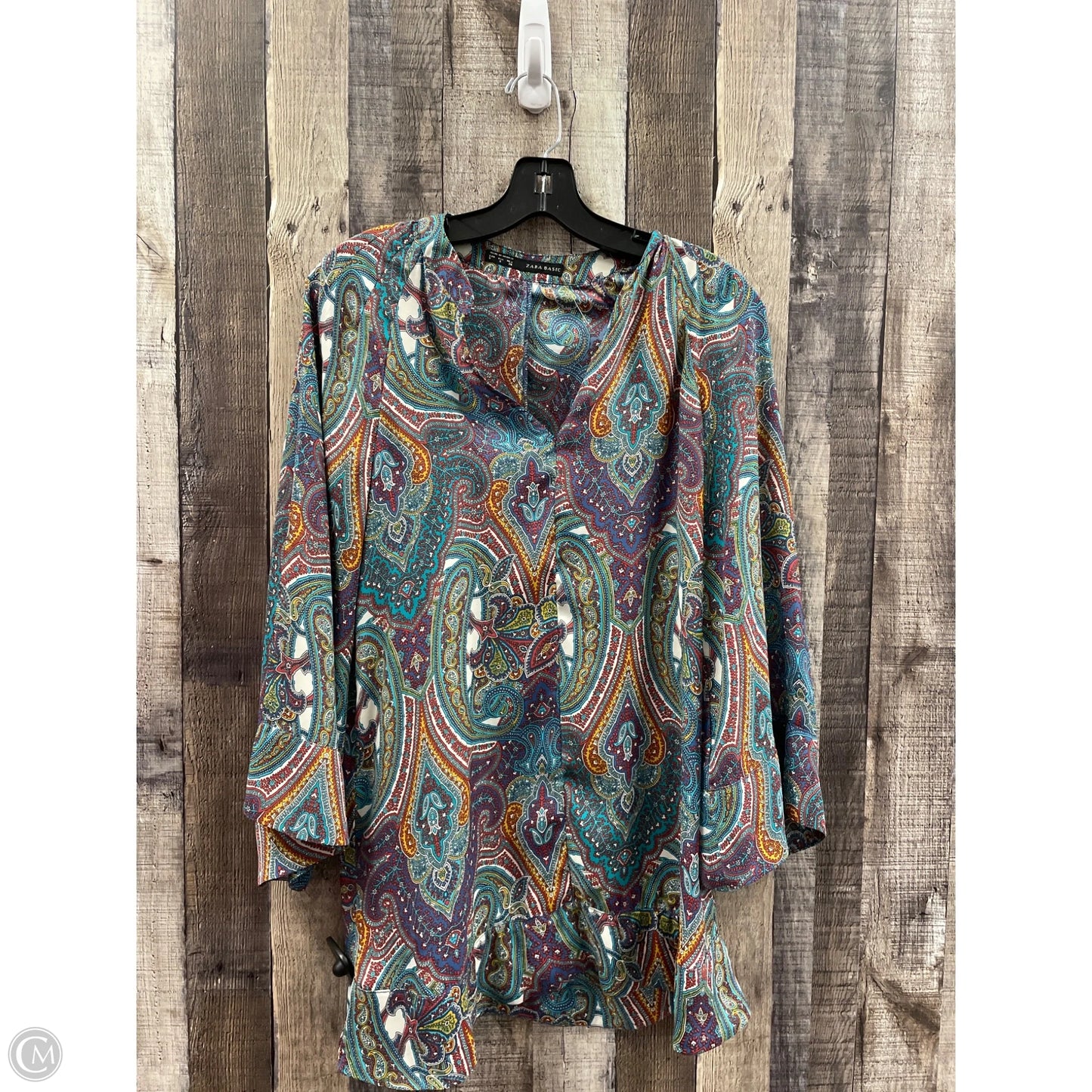 Tunic 3/4 Sleeve By Zara In Multi-colored, Size: S
