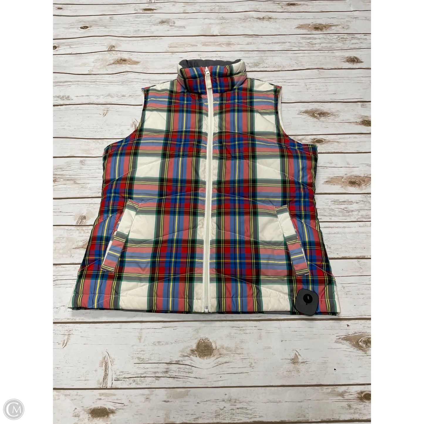 Vest Puffer & Quilted By Lands End In Plaid Pattern, Size: S