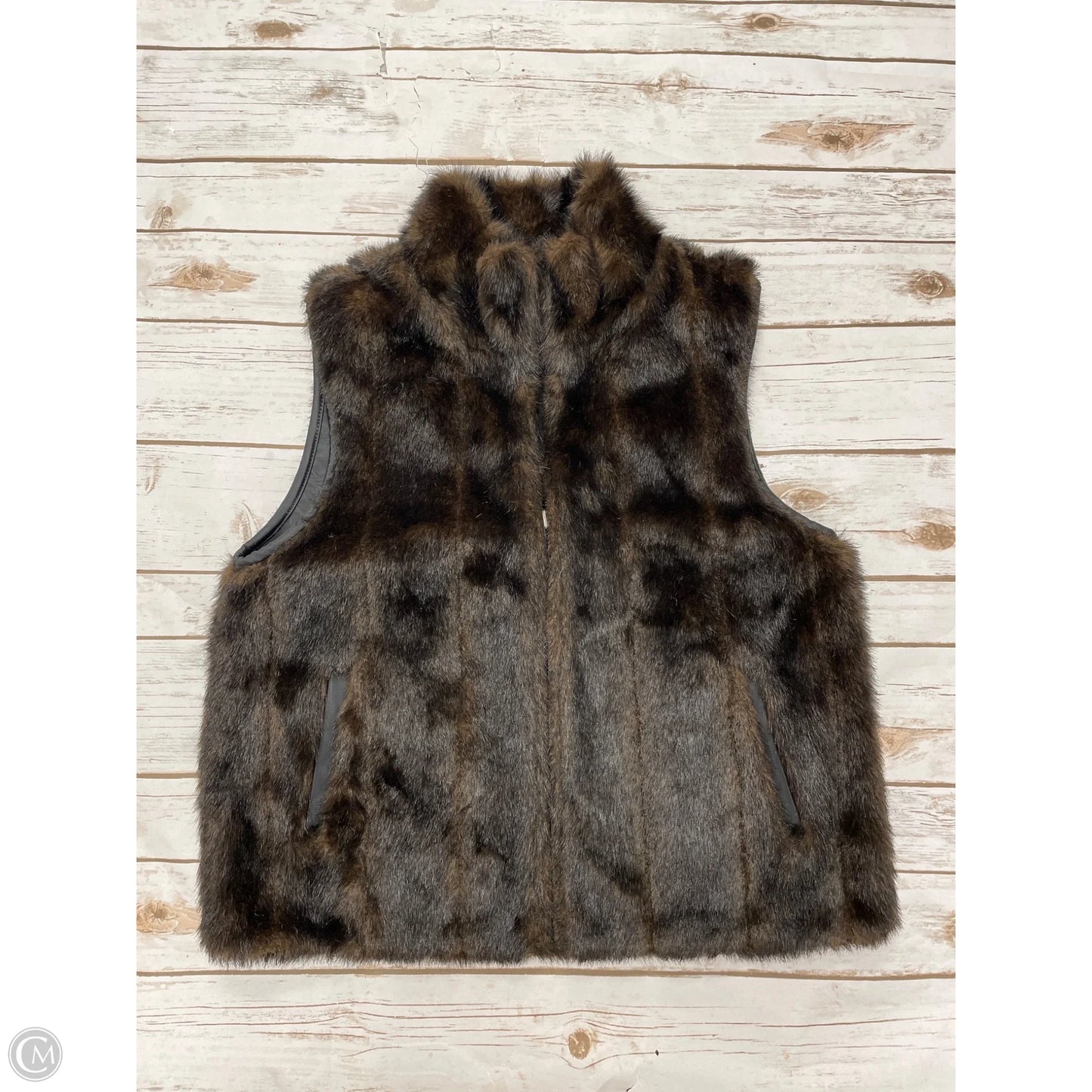 Vest Faux Fur & Sherpa By Gallery In Brown, Size: M