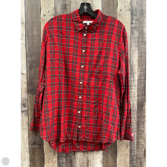 Top Long Sleeve By Madewell In Plaid Pattern, Size: M