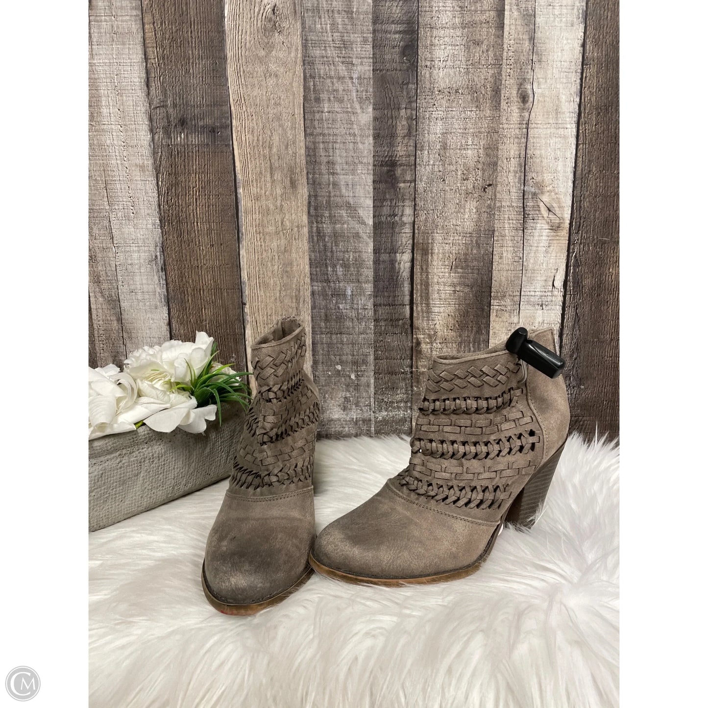 Boots Ankle Heels By Fergalicious In Grey, Size: 7.5