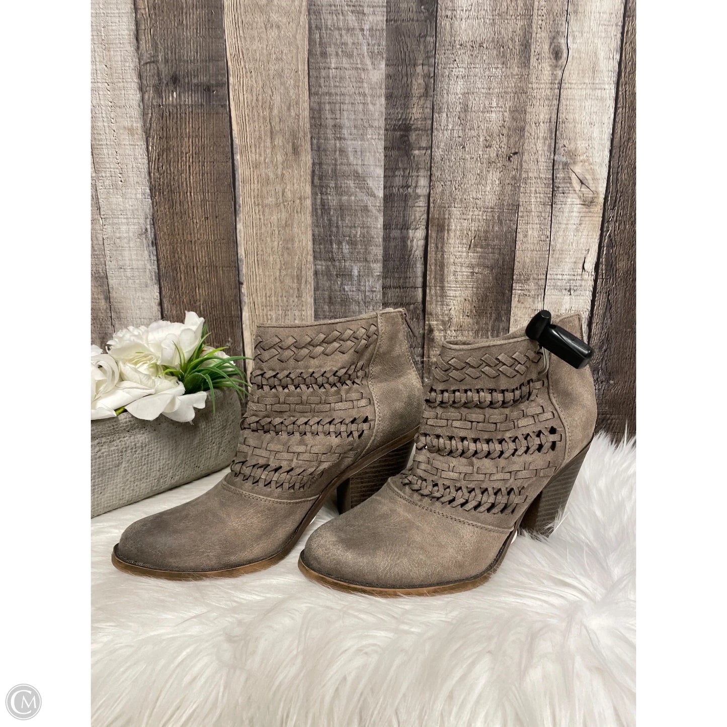 Boots Ankle Heels By Fergalicious In Grey, Size: 7.5