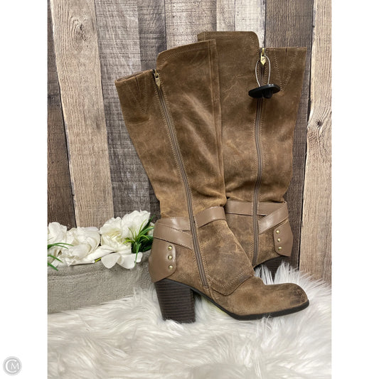 Boots Ankle Heels By Fergalicious In Tan, Size: 7