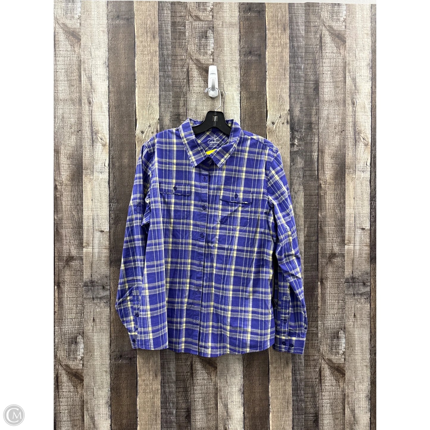 Top Long Sleeve By Cabelas In Plaid Pattern, Size: L