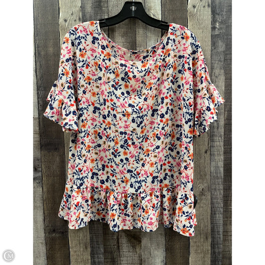 Top Short Sleeve By Cme In Floral Print, Size: M