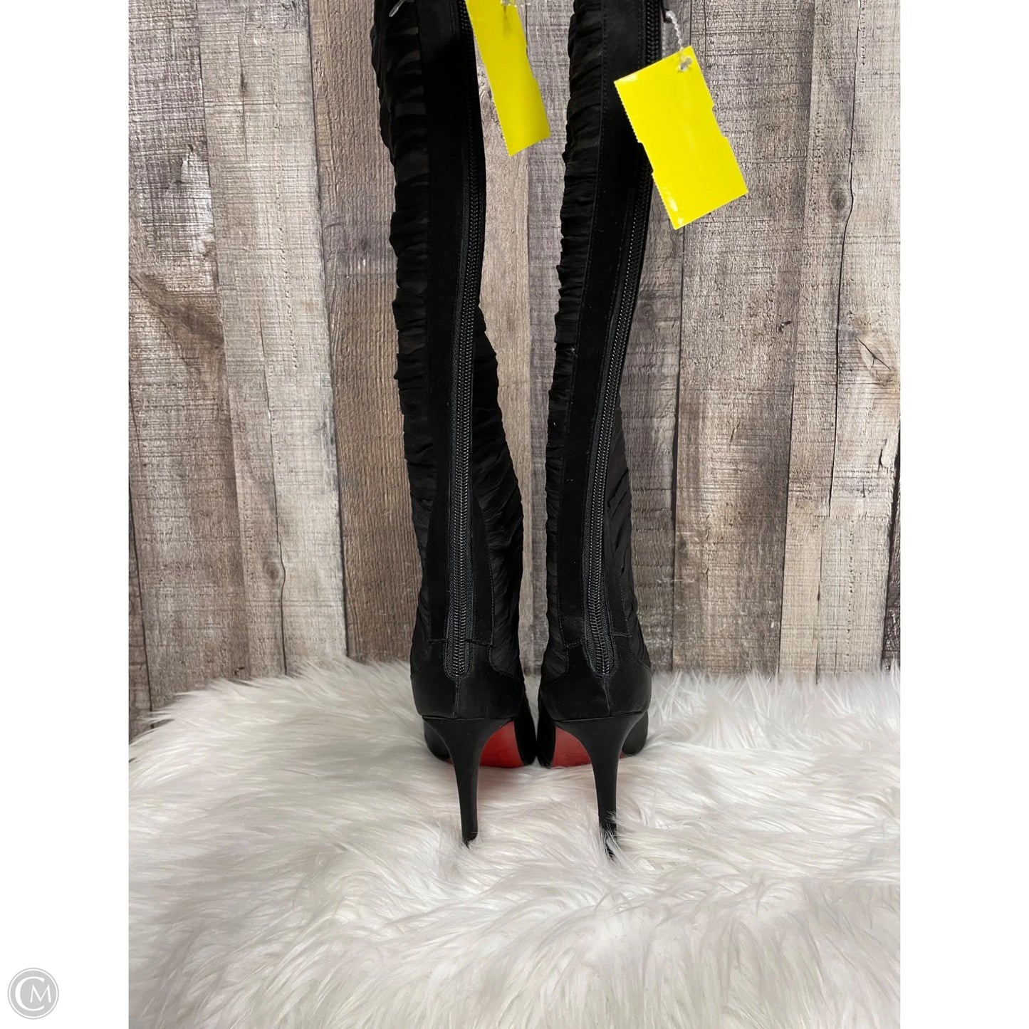 Boots Luxury Designer By Christian Louboutin In Black, Size: 7.5