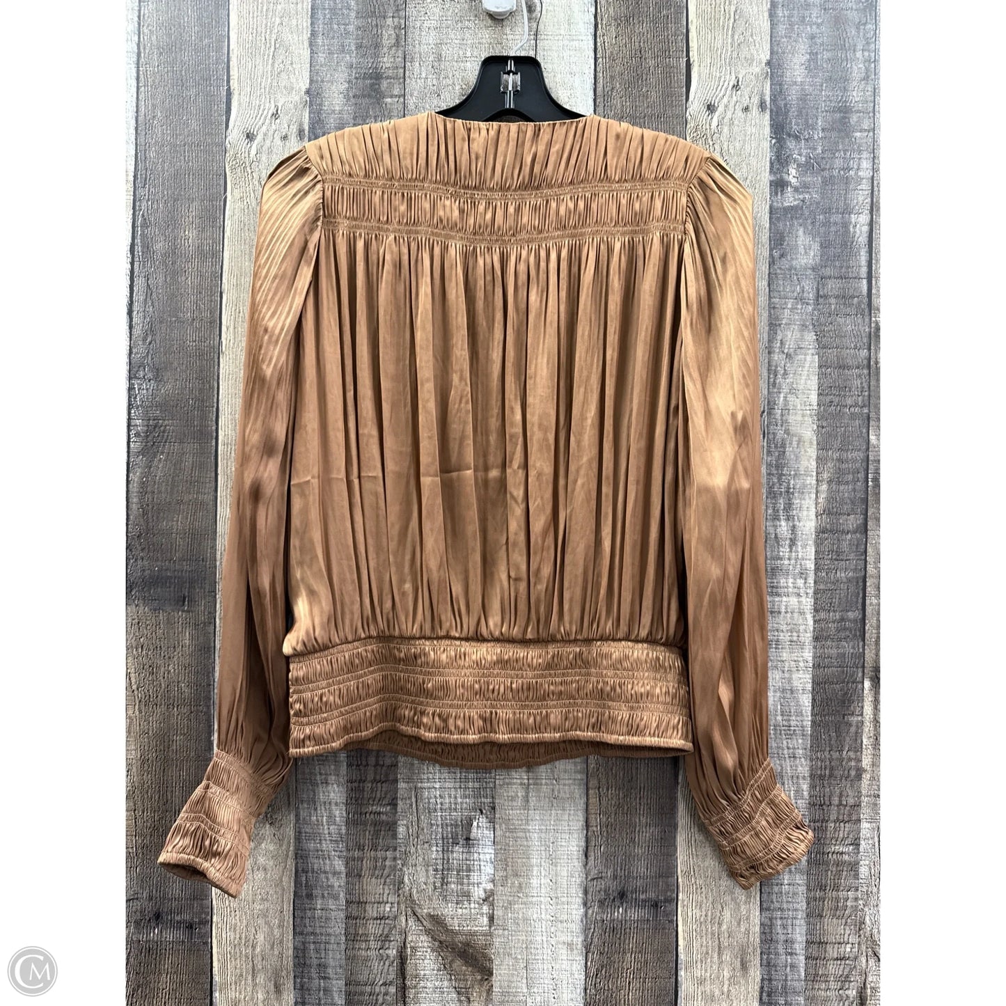 Top Long Sleeve By Frame In Bronze, Size: Xs