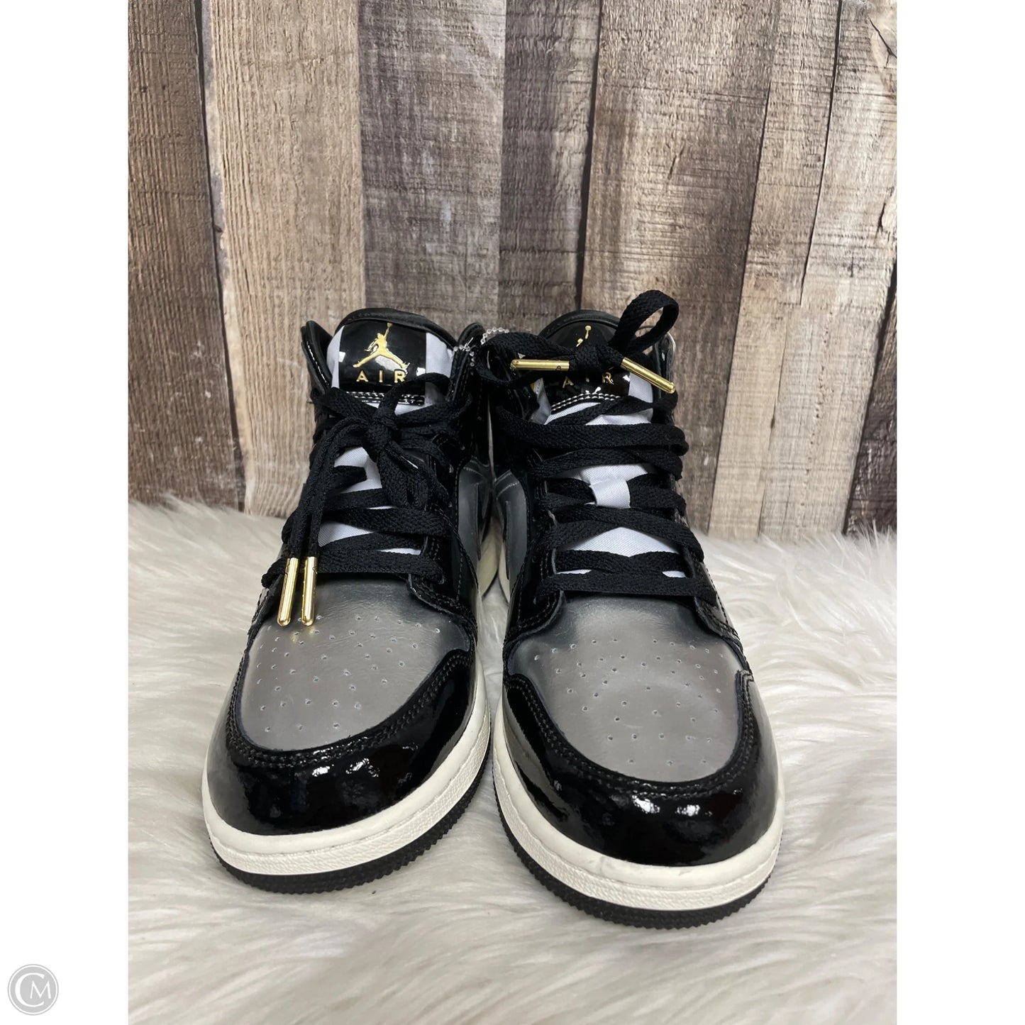 Shoes Luxury Designer By Jordan In Black & Silver, Size: 8