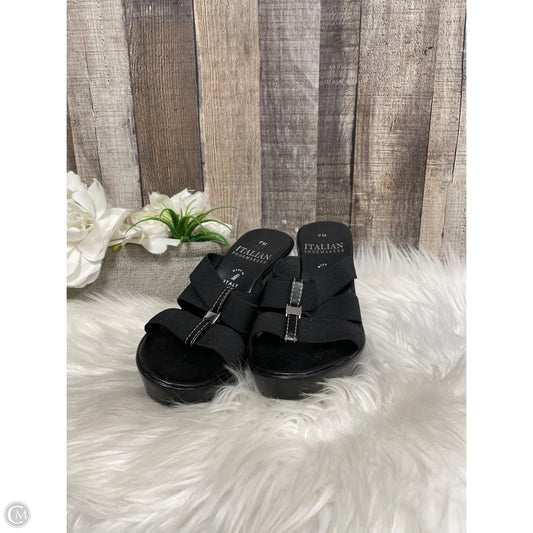 Sandals Heels Wedge By Italian Shoemakers In Black, Size: 7