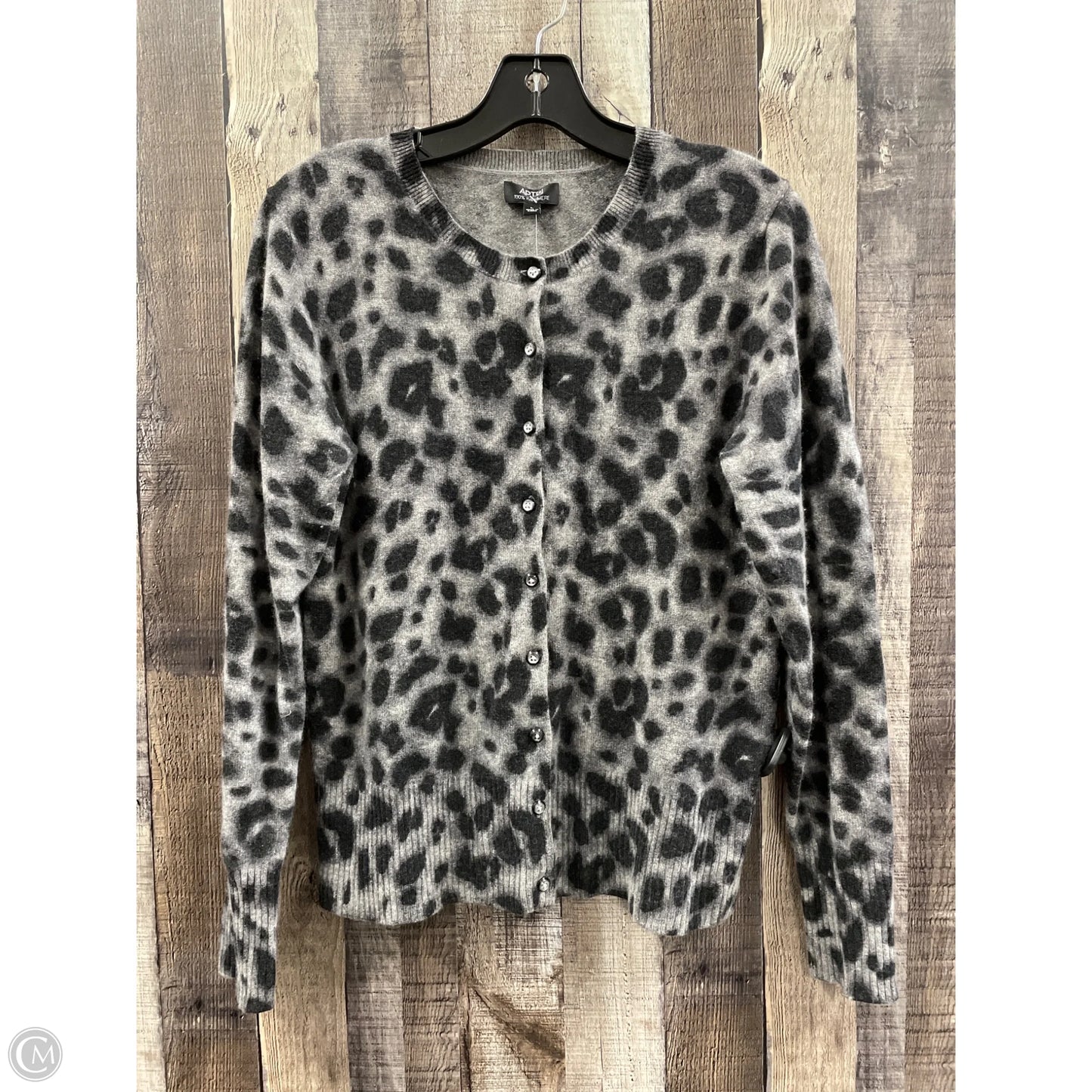 Sweater Cardigan Cashmere By Apt 9 In Animal Print, Size: L
