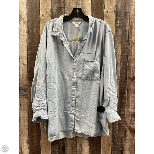 Top Long Sleeve By Terra & Sky In Blue Denim, Size: 2x