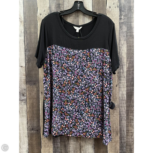 Top Short Sleeve By Terra & Sky In Black, Size: 1x