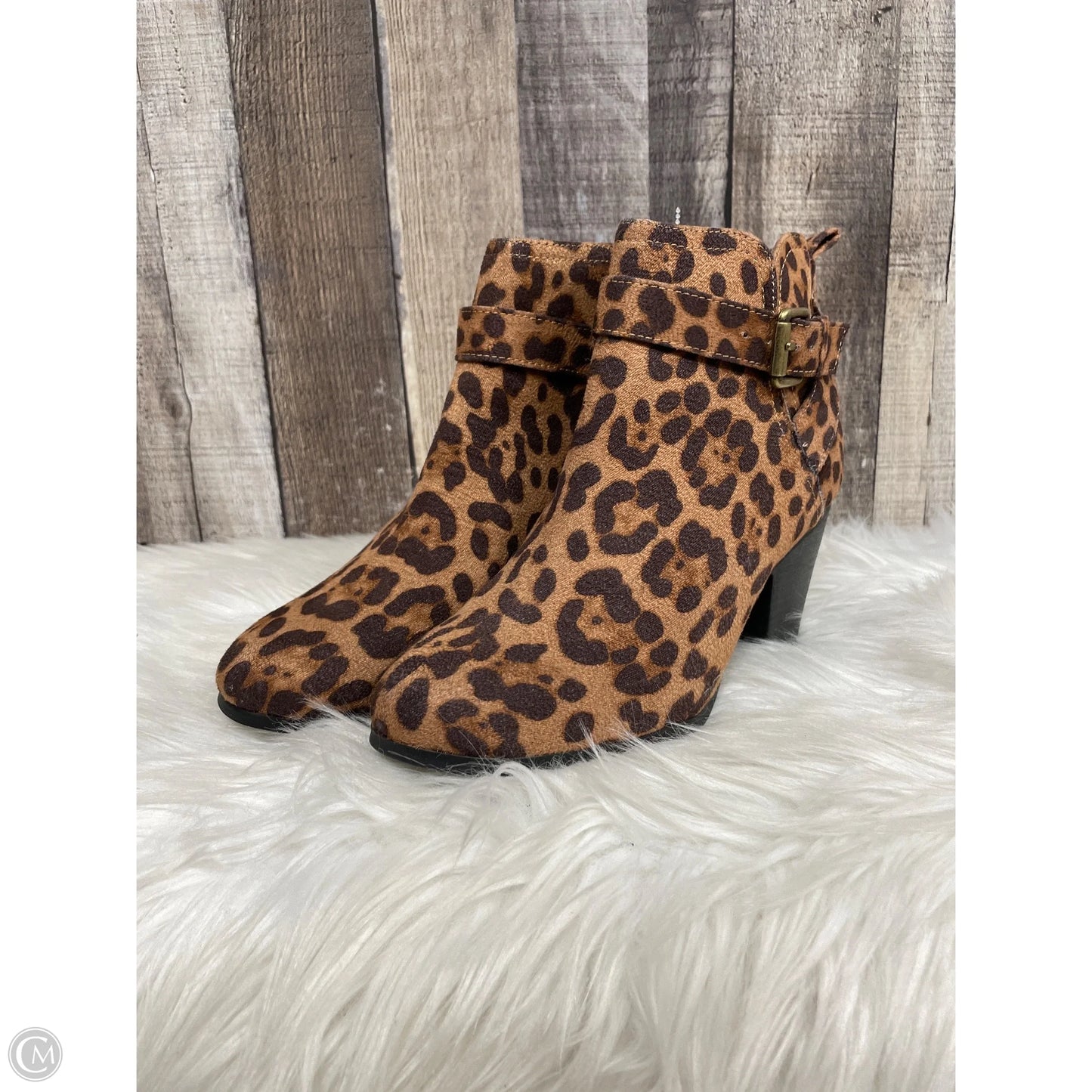 Boots Ankle Heels By Time And Tru In Animal Print, Size: 6