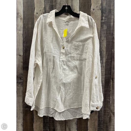 Top Long Sleeve By Cato In White, Size: 3x