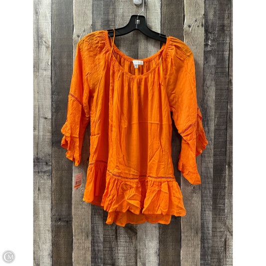 Top 3/4 Sleeve By Fever In Orange, Size: S