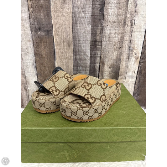 Sandals Luxury Designer By Gucci In Tan, Size: 6