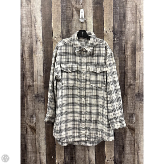 Jacket Shirt By Ymi In Plaid Pattern, Size: L