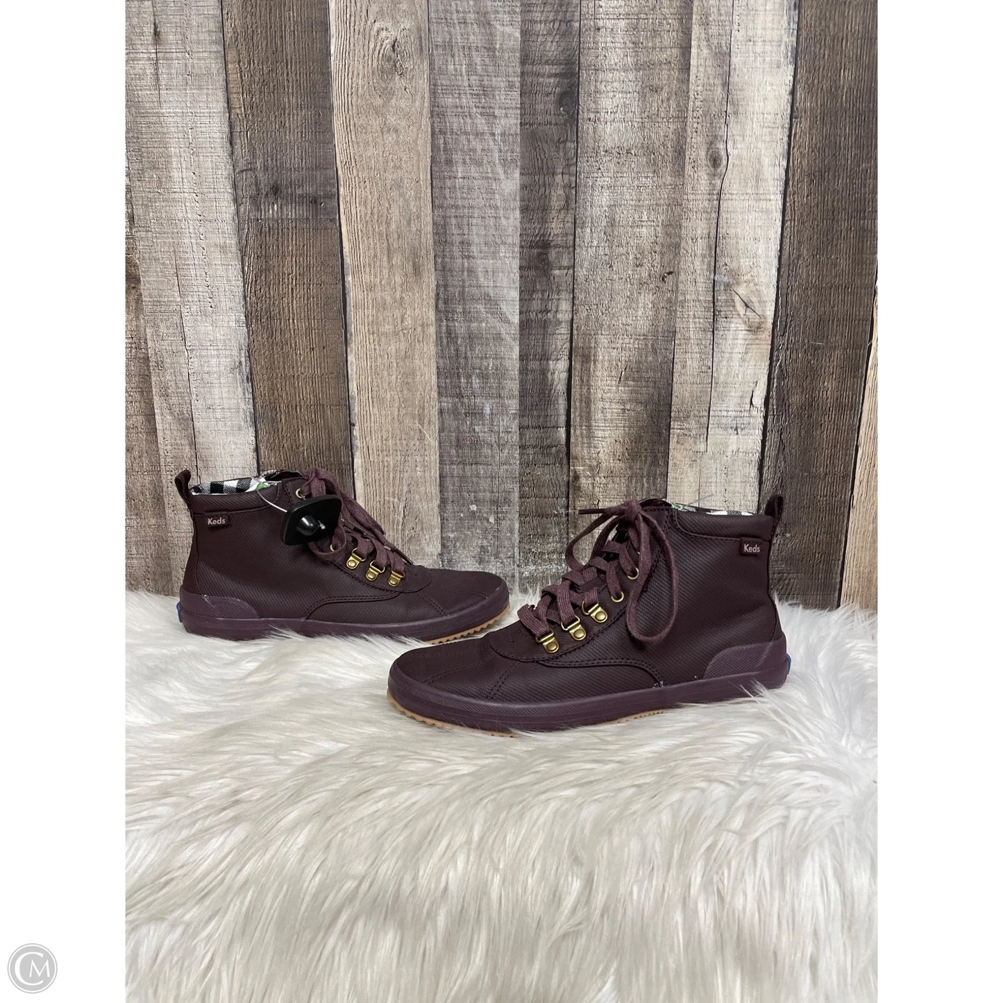 Boots Ankle Flats By Keds In Maroon, Size: 8.5