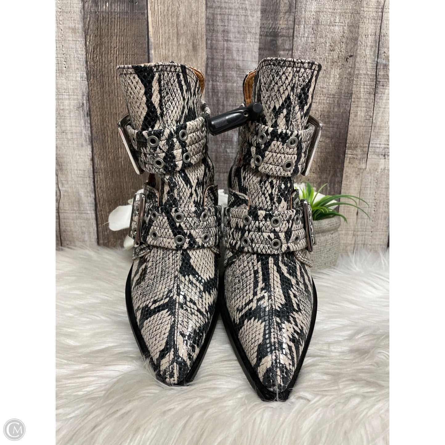 Boots Ankle Heels By Ganni In Snakeskin Print, Size: 6
