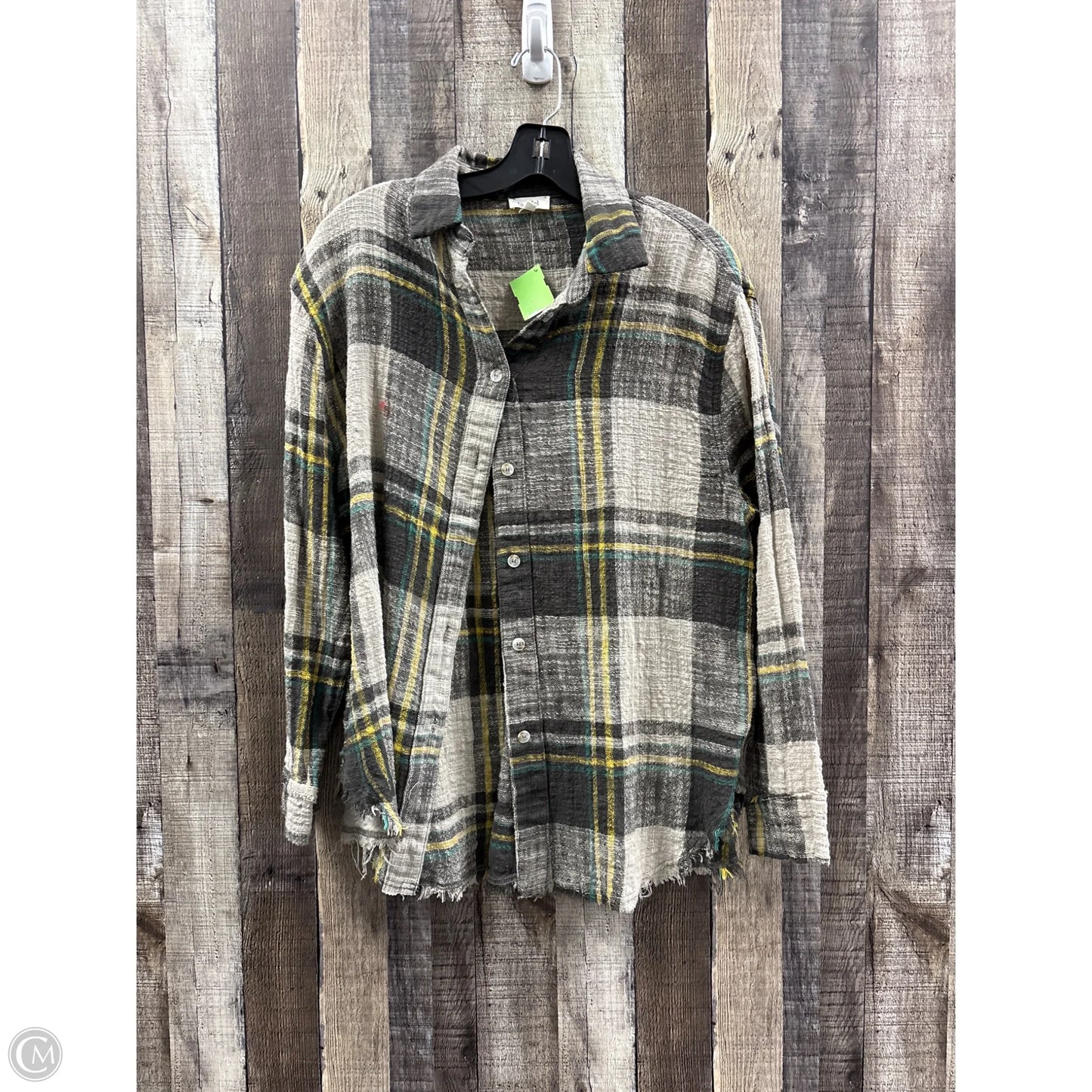 Top Long Sleeve By La Miel In Plaid Pattern, Size: L