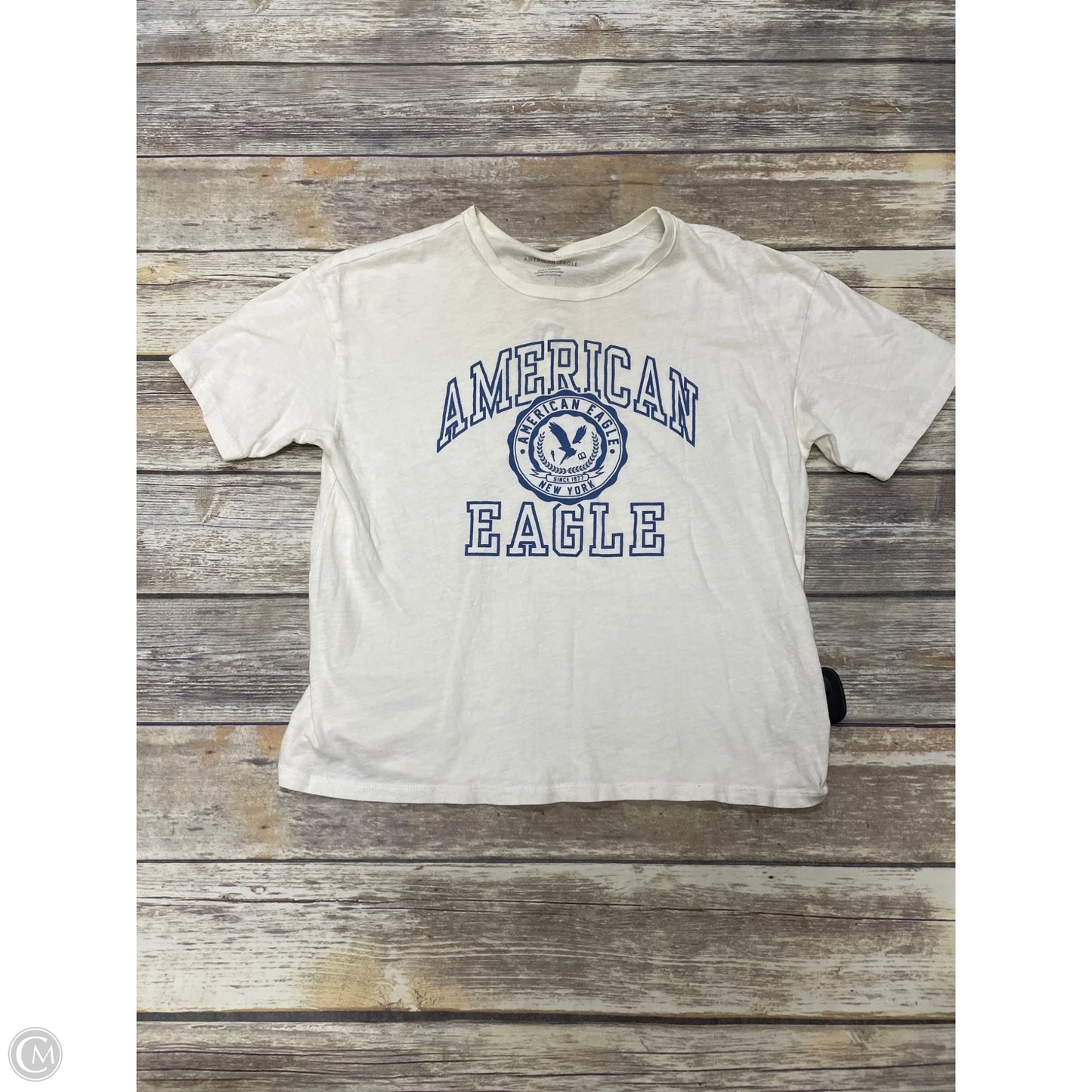 Top Short Sleeve Basic By American Eagle In Cream, Size: S