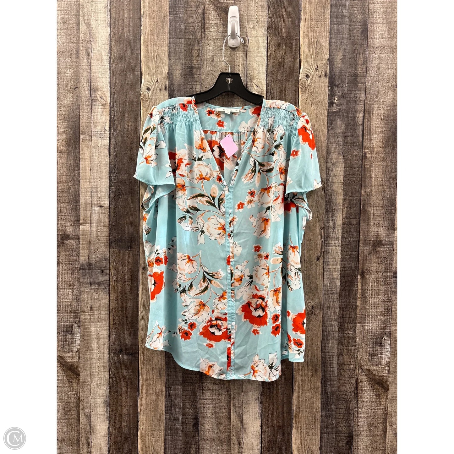 Top Short Sleeve By Cme In Floral Print, Size: 1x