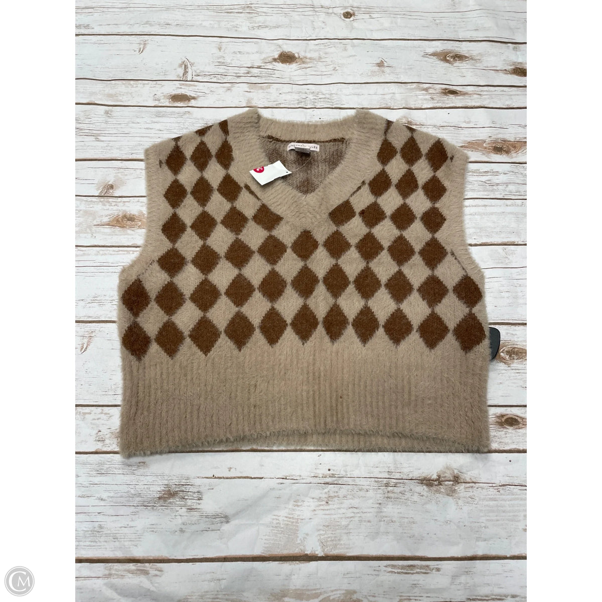 Vest Sweater By Sincerely Jules In Checkered Pattern, Size: S