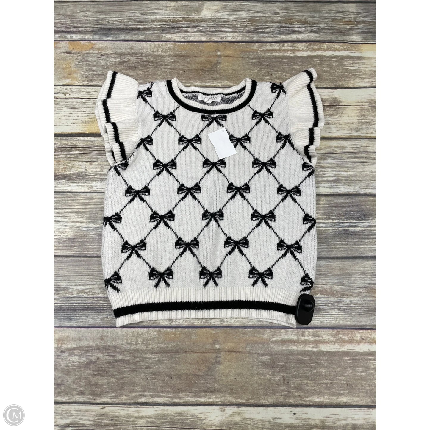 Vest Sweater By Blu Pepper In Black & White, Size: S