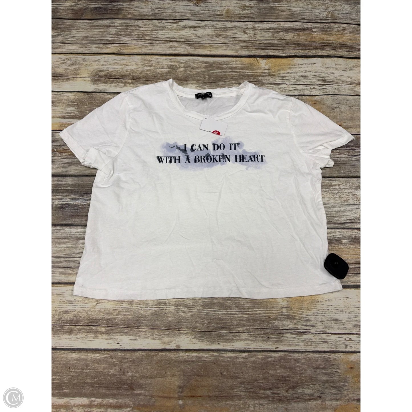 Top Short Sleeve Basic By Originality In White, Size: L