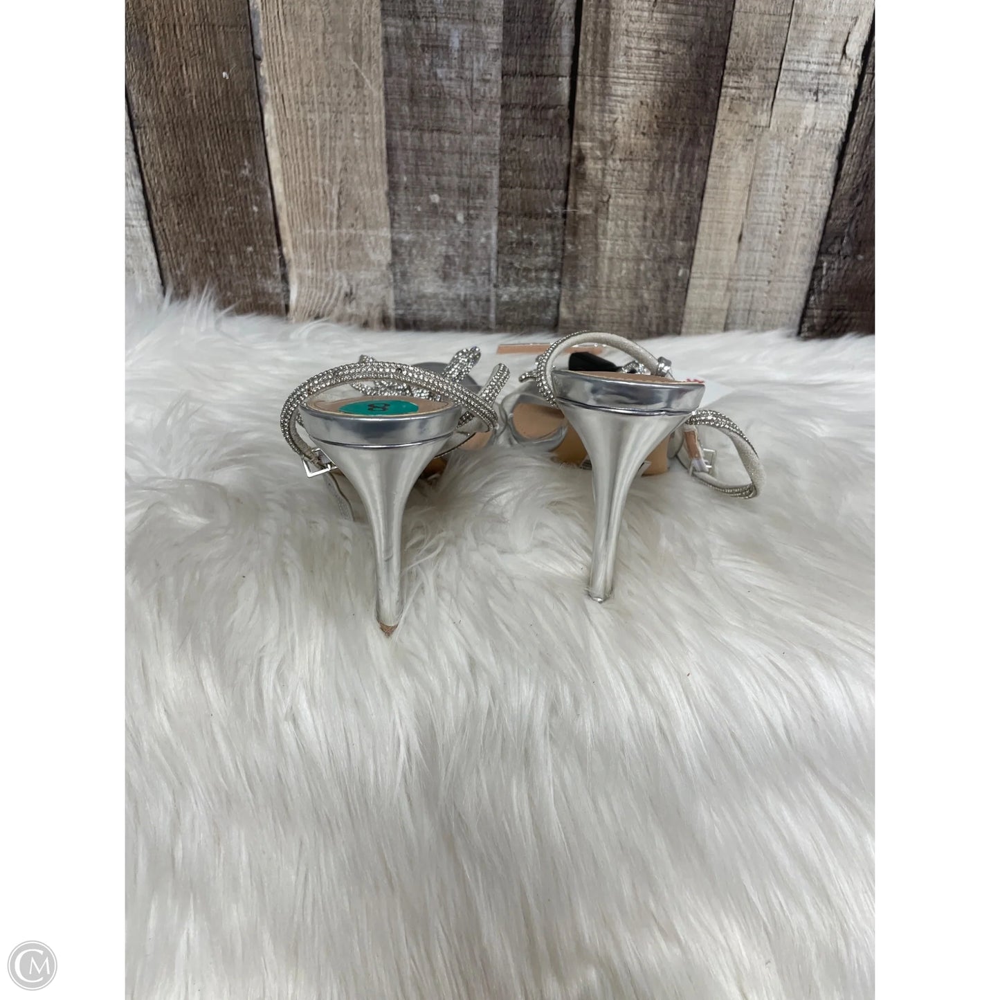 Sandals Heels Stiletto By Bcbgeneration In Silver, Size: 8