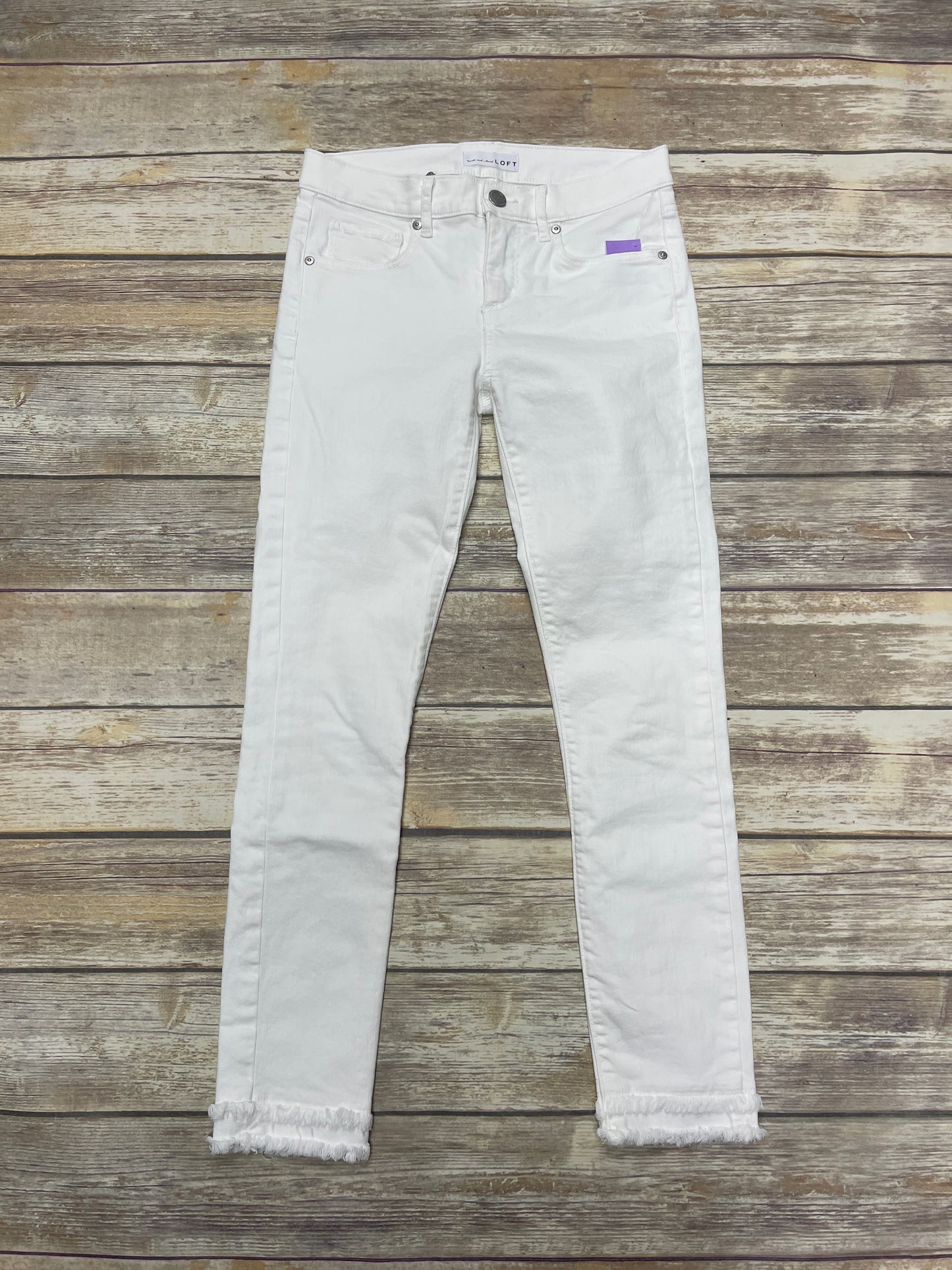 Jeans Skinny By Loft In White Denim, Size: 0