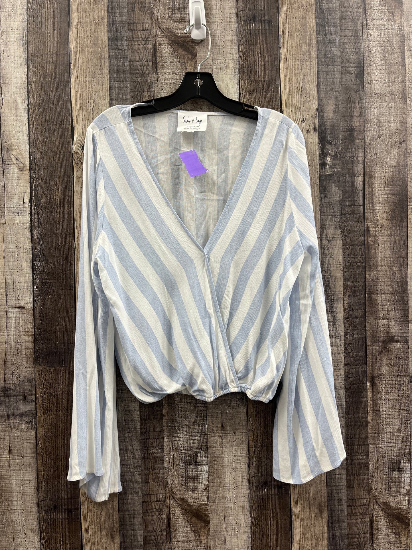 Top Long Sleeve By Cme In Blue & White, Size: M