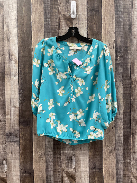 Blue Top 3/4 Sleeve Loft, Size Xs