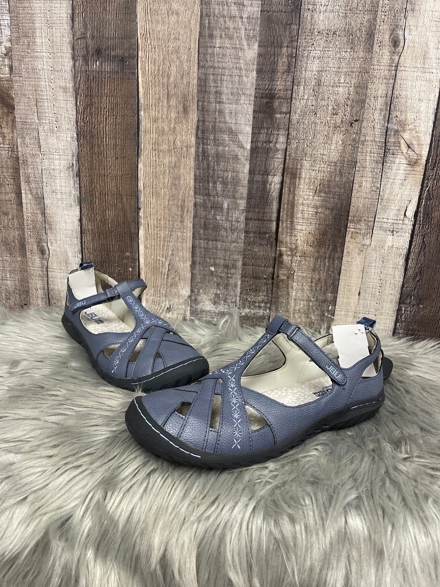 Blue Sandals Flats Jambu, Size 7.5