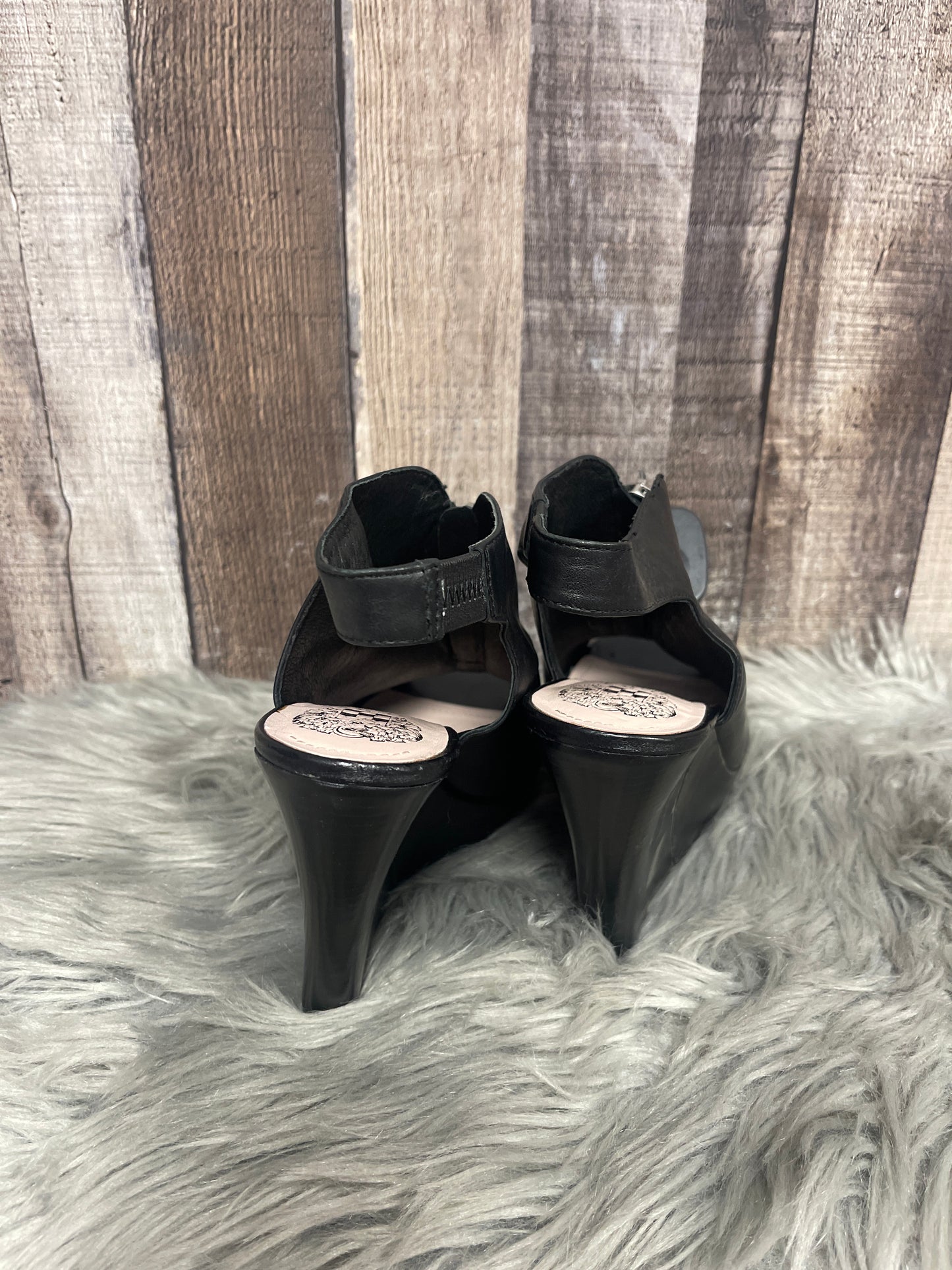 Black Sandals Heels Wedge Vince Camuto, Size 7.5