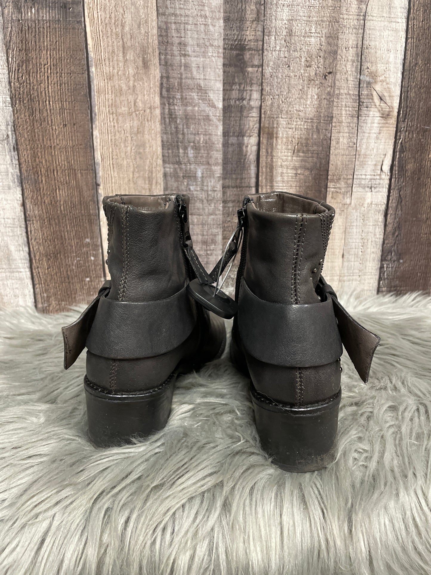 Grey Boots Ankle Heels Miz Mooz, Size 7