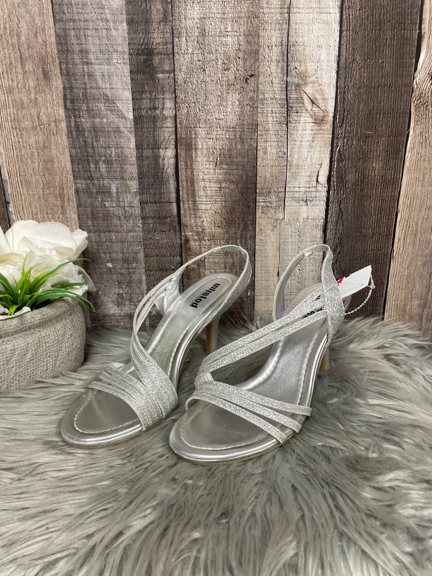 Silver Sandals Heels Stiletto Unlisted, Size 7.5