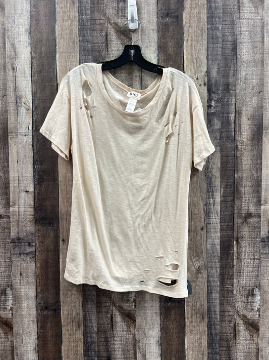 Top Short Sleeve By Bibi In Ivory, Size: L