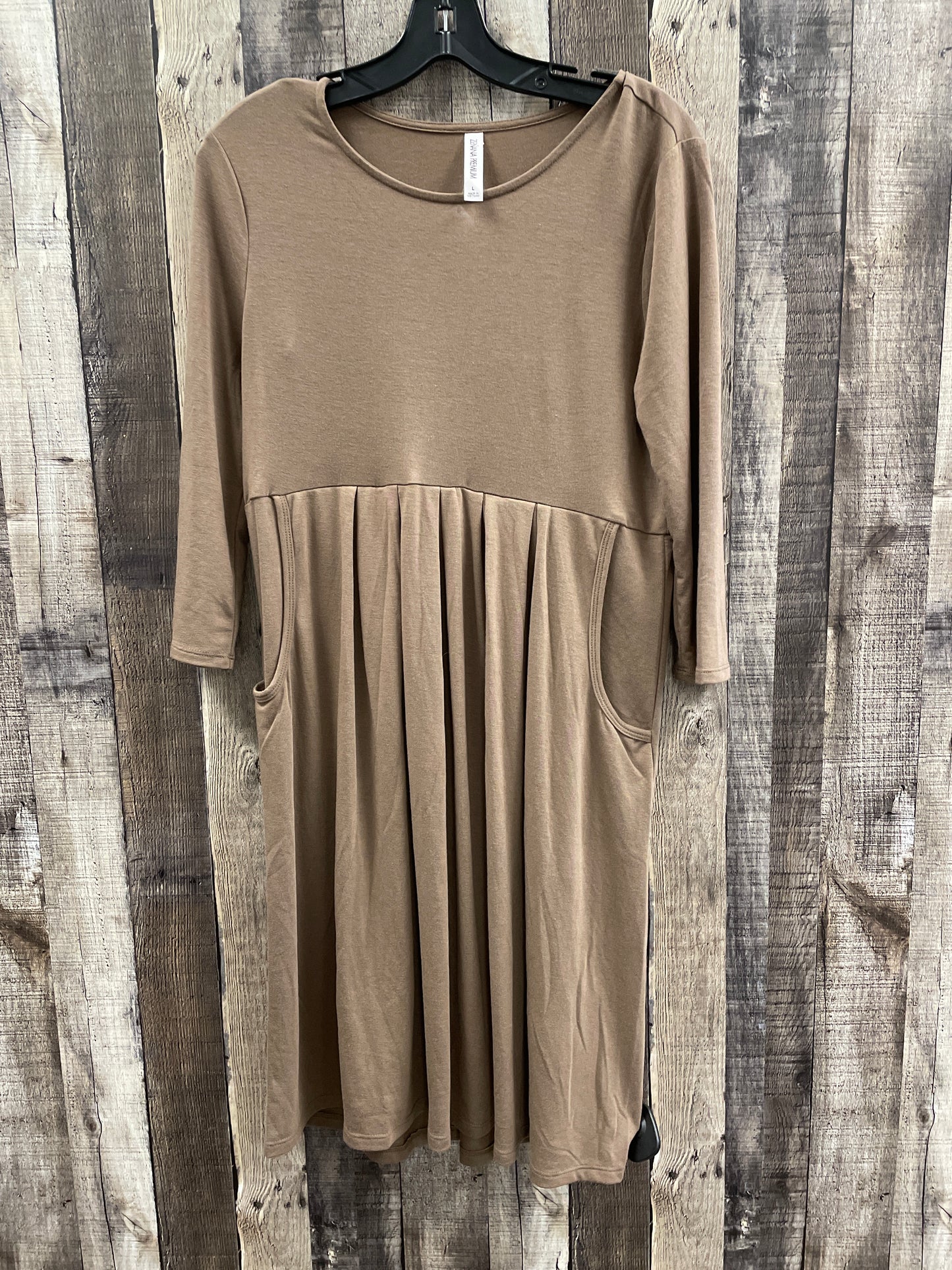 Dress Casual Midi By Zenana Outfitters In Tan, Size: L